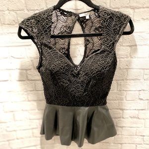 Charlotte Russe Lace & Leather Peplum
